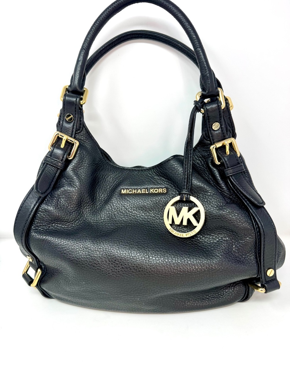 Michael Kors Bedford Large Black Pebbled Leather Hobo Shoulder Bag - Excellent!